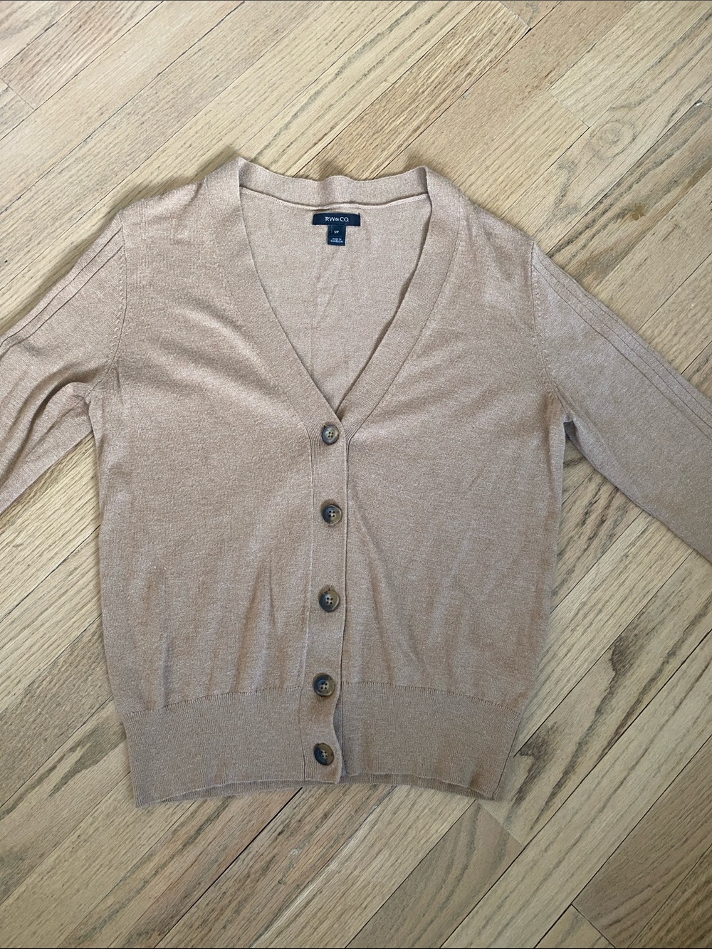 Tan V-Neck Button Cardigan